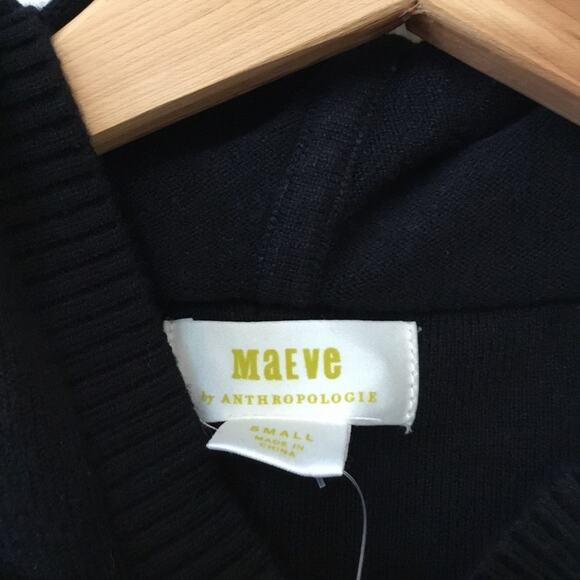 Maeve Black Crop Hoodie Sweater with Cape Sleeves - Picture 3 of 12